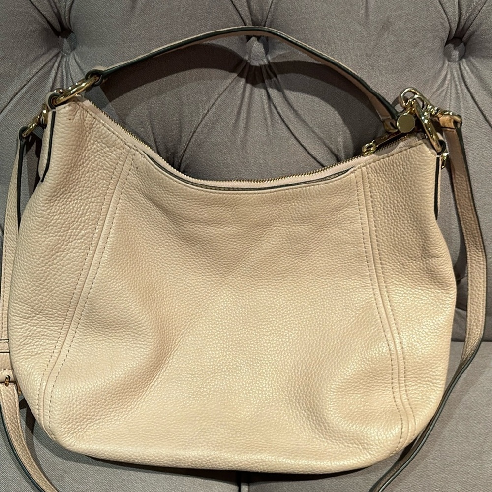 Michael Kors pale pink shoulder bag with gold accents